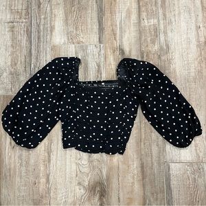 Zara Black Polka Dot Long Sleeve Blouse
